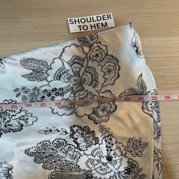 Y2K Babydoll Romantic Floral Print Lace Trim Chemise Satin Mini Slip Dress Large - Picture 13 of 14